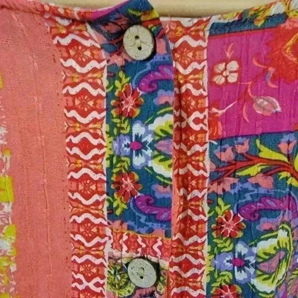 Jones New York Top Artsy Patchwork Print Flowy Boho Hi Low Blouse Womens 3X - Picture 10 of 16